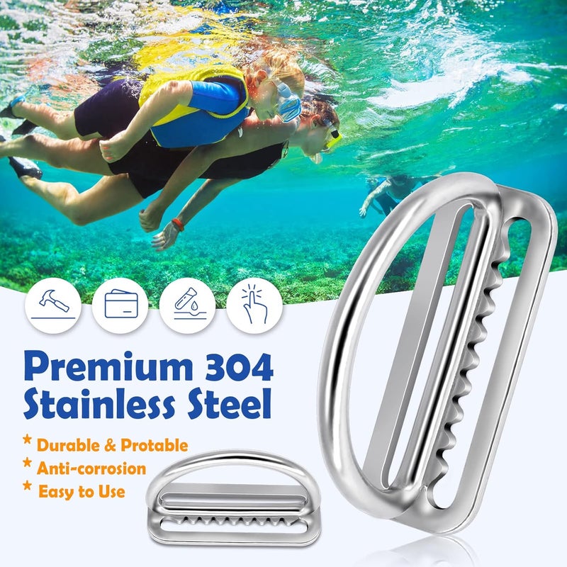 Dawitrly 2Pack Weight Belt Keeper, 5cm/2'' Stainless Steel Serrated Scuba Diving Weight Belt Retainer Stopper with D Ring for Dive Gear and BCD Accessories - Image 3